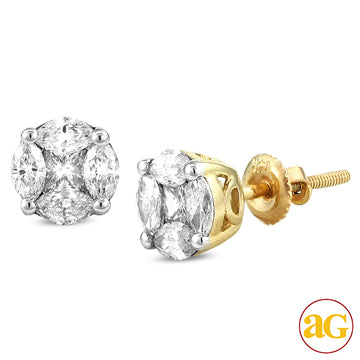 14KY 1.05CTW DIAMOND PIE CUT EARRING STUDS