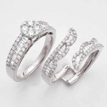 14KW 1.40CTW DIAMOND FLOWER CENTER + BAGUETTE