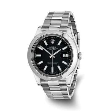 Men’s Rolex-Independently Certified 41MM SS OYSTER Datejust II With BLACK Dial and SS Smooth Bezel