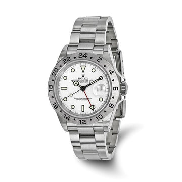 Men’s Rolex-Independently Certified Steel Oyster 40mm Explorer II White Dial Watch