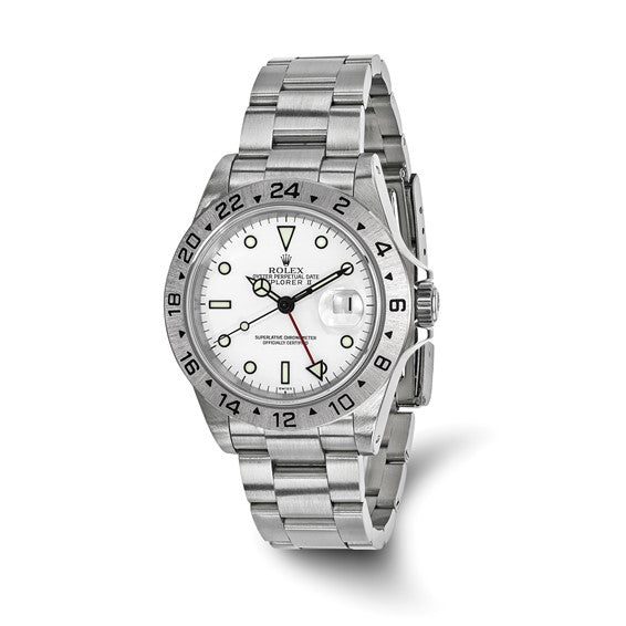 Men’s Rolex-Independently Certified Steel Oyster 40mm Explorer II White Dial Watch