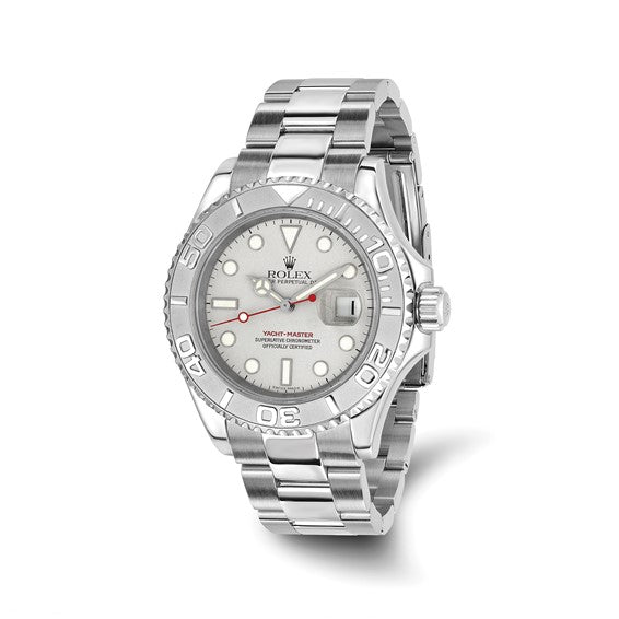 Men's Rolex-Independently Certified Steel Oyster 40mm Yachtmaster Silver Dial Watch