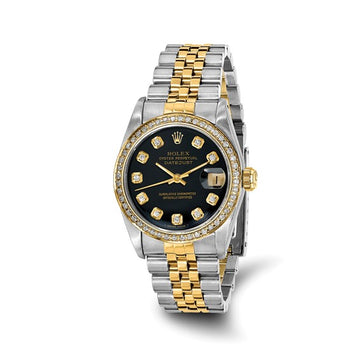 Rolex-Independently Certified Steel and 18k 31mm Jubilee Datejust Black Diamond Dial and Bezel Watch