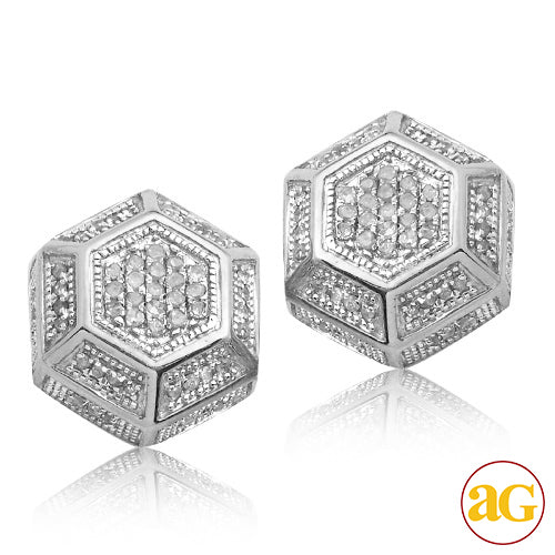 10KW 0.35CTW DIAMOND HEXAGON EARRINGS