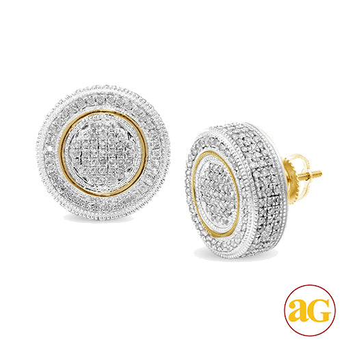 10KY 1.65CTW DIAMOND FLAT BUTTON EARRINGS