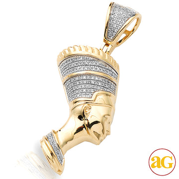 10KY 0.35CTW DIAMOND SIDE FACE NEFERTITI PENDANT