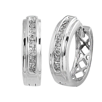 SS 0.25CTW DIAMOND HOOP EARRINGS