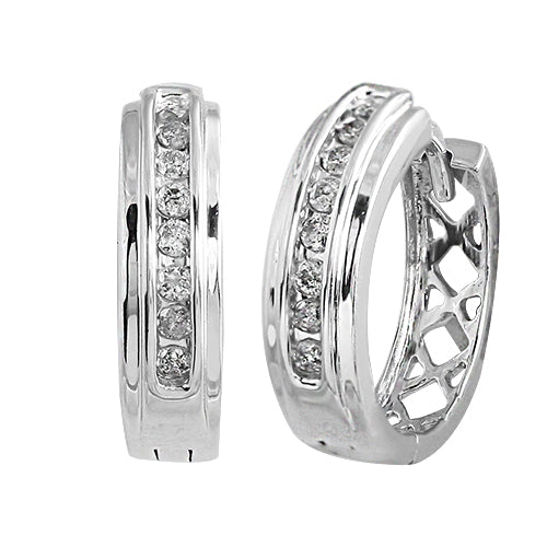 SS 0.25CTW DIAMOND HOOP EARRINGS