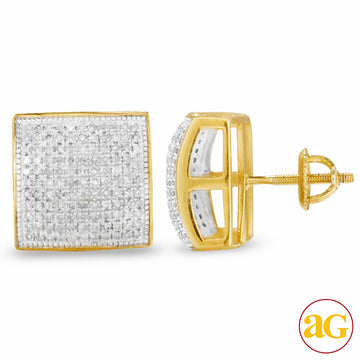 YS 1.00CTW DIAMOND SQUARE DOME EARRINGS