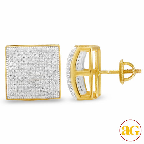 YS 1.00CTW DIAMOND SQUARE DOME EARRINGS