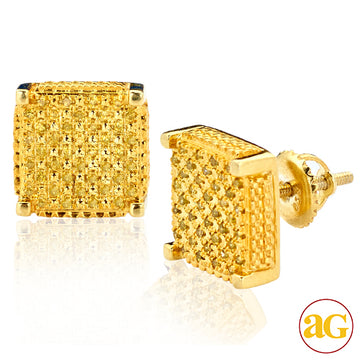 YS 0.30CTW YELLOW DIAMOND FLAT DICE PRONG EARRINGS