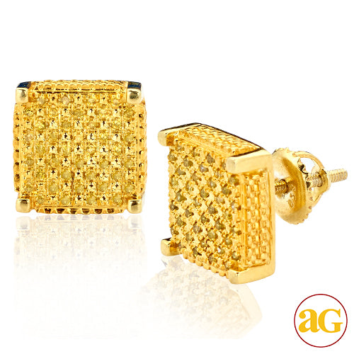 YS 0.30CTW YELLOW DIAMOND FLAT DICE PRONG EARRINGS