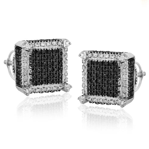 SS 0.50CTW BLACK & WHITE DIAMOND DICE EARRINGS