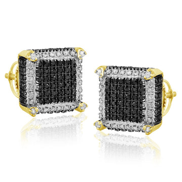 YS 0.50CTW BLACK & WHITE DIAMOND DICE EARRINGS