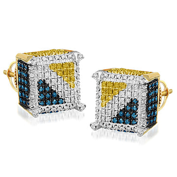 YS 0.50CTW BD+WD+YD DIAMOND DICE EARRINGS