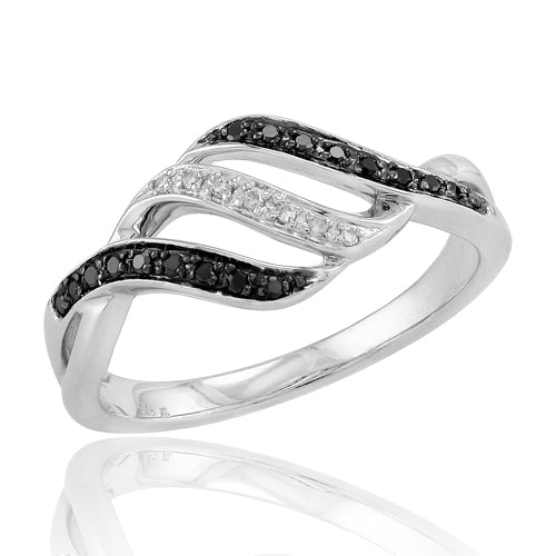 SS 0.10CTW BLACK DIA FANCY RING