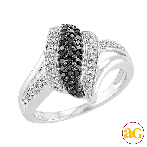 SS 0.35CTW BLACK DIA FANCY RING