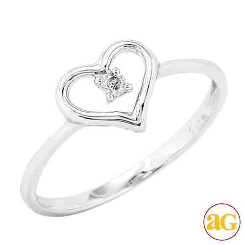 SS 0.05CTW DIAMOND FANCY HEART RING