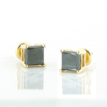 YS BLACK DIA PRINCESS CUT STUD ER
