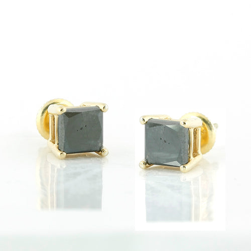 YS BLACK DIA PRINCESS CUT STUD ER