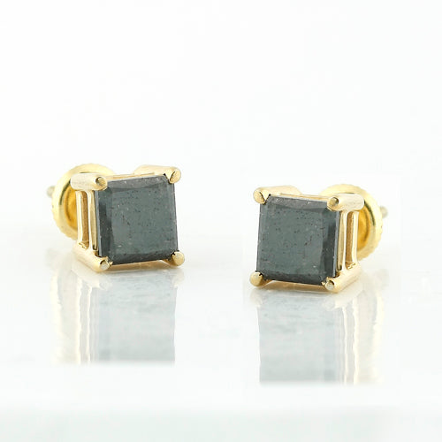 YS BLACK DIA PRINCESS CUT STUD ER