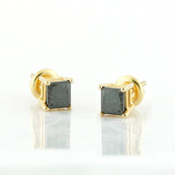 YS BLACK DIA PRINCESS CUT STUD ER