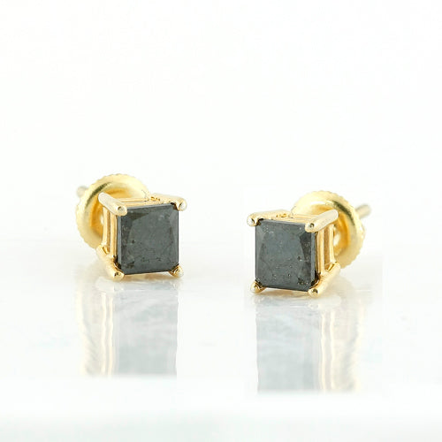 YS BLACK DIA PRINCESS CUT STUD ER
