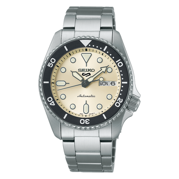 Seiko 5 Sports SRPK31 – Cream Dial Stainless Steel Bracelet