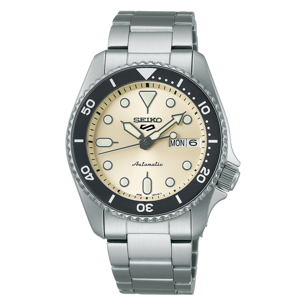 Seiko 5 Sports SRPK31 – Cream Dial Stainless Steel Bracelet