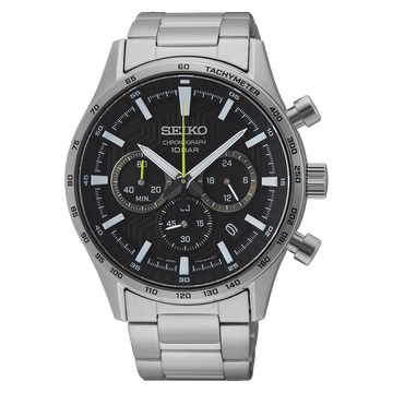 Seiko SSB413 Chronograph – Black Dial with Tachymeter