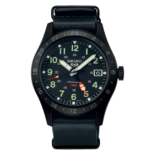 Seiko 5 Sports SSK025 – GMT Automatic (39mm, Leather Strap)