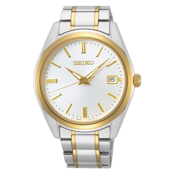 Seiko SUR312 – Gold-Plated Quartz with White Dial
