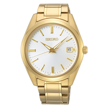 Seiko SUR314 – Full Gold-Plated Quartz with White Dial