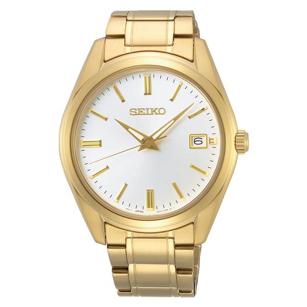 Seiko SUR314 – Full Gold-Plated Quartz with White Dial