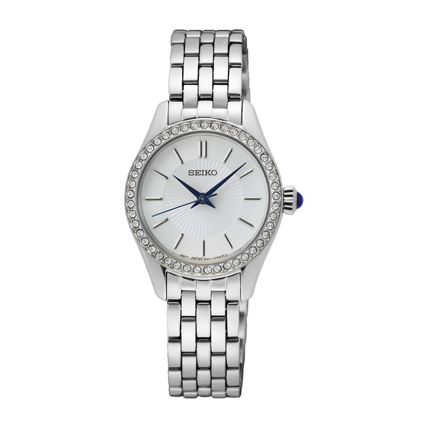 Seiko SUR539 – Sleek White Quartz Watch