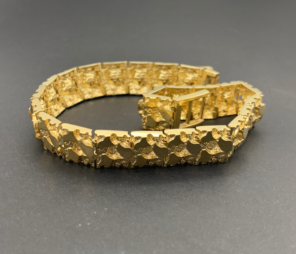 10K Gold Nugget Mens Bracelet