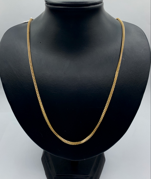 26 Inch Gold Pave Hollow Franco 10k Yellow Gold Chain