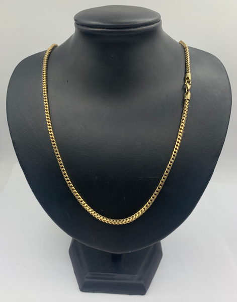 24 Inch Gold Pave Hollow Franco 10K Mens' Chain