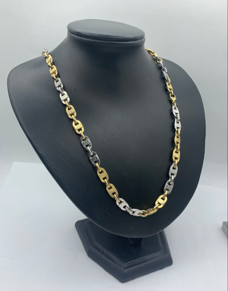 24 Inch Two Tone Gucci Link 10k Mens Chain