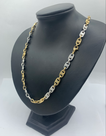 24 Inch Two Tone Gucci Link 10k Mens Chain