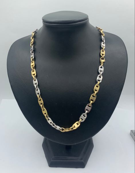 24 Inch Two Tone Gucci Link 10k Mens Chain