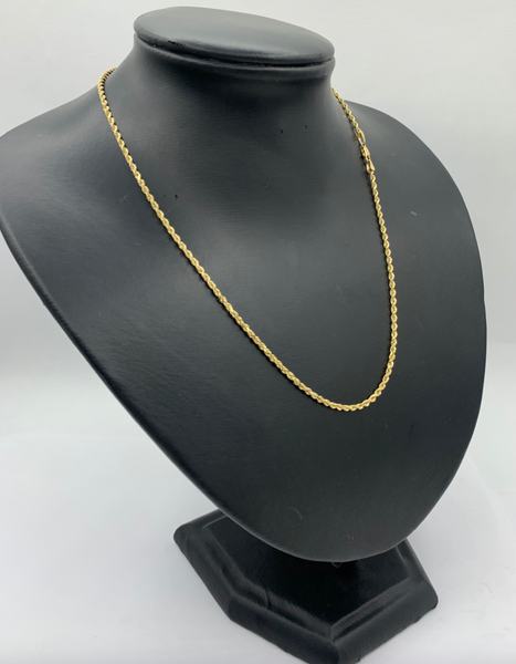 18 Inch Diamond Cut Rope 10k Gold Chain