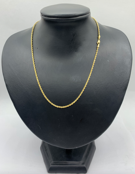 18 Inch Diamond Cut Rope 10k Gold Chain