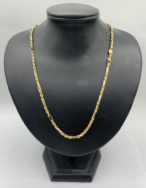 22 Inch 10K Two Tone Figarope Gold Chains