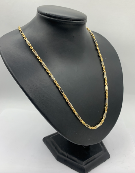 22 Inch 10K Two Tone Figarope Gold Chains