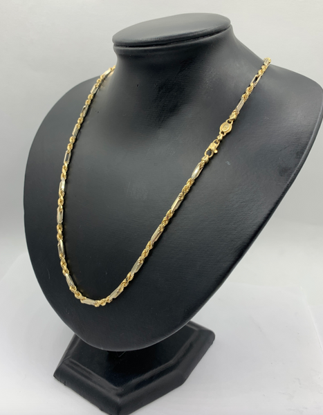 22 Inch 10K Two Tone Figarope Gold Chains