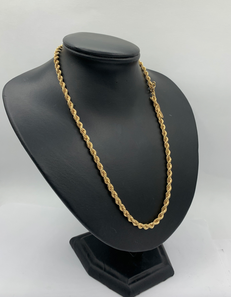 14K 20 Inch Diamond Cut Rope Chain