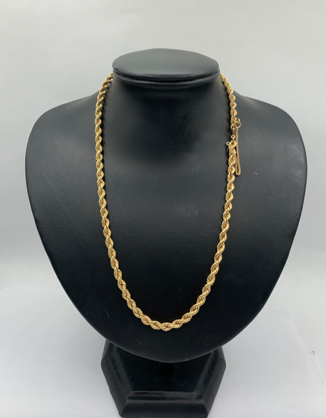14K 20 Inch Diamond Cut Rope Chain