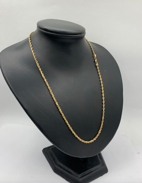 20 Inch 10K Diamond Cut Rope Chain