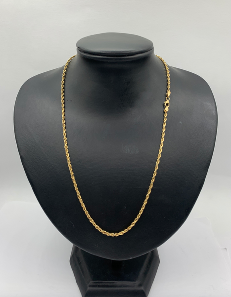 20 Inch 10K Diamond Cut Rope Chain